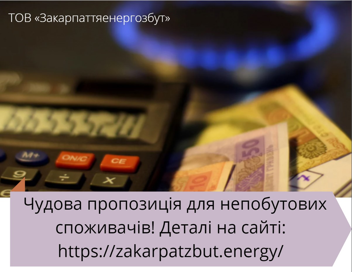 Оплатіть газ наперед – зекономте кошти: ТОВ «Закарпаттяенергозбут» має чудову пропозицію для непобутових споживачів!
